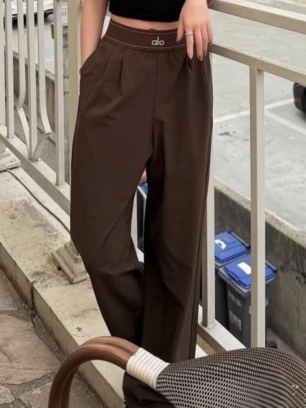 Alo Yoga Suit Up Casual Trousers👖Espresso Brown💼Athleisure-Regular 30" Inseam